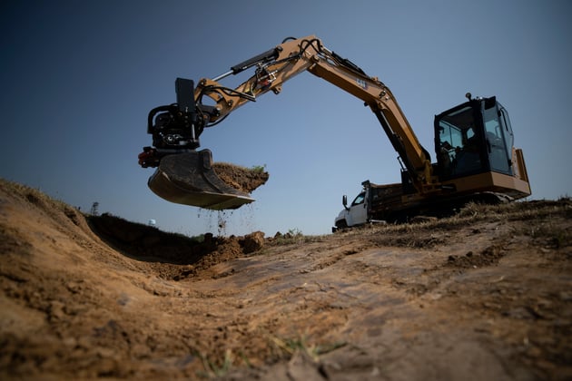 A tiltrotator in the field.